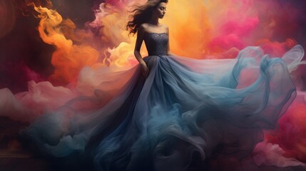 Fashion a picturesque dreamscape where colors dance in harmony with smoky elegance.