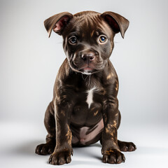 Fototapeta premium Cute black and brown pitbull