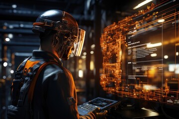 Engineering the future of production, intelligent software and automotive mechanic, futuristic collaboration and innovation - evolution of technology, robotics and cyberspace, Generative AI.