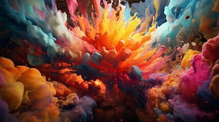 Fototapeta na wymiar Generate an elegant AI masterpiece that mimics the beauty of a colorful explosion, as if seen through the lens of a professional camera.