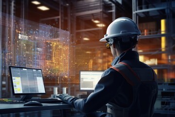 Engineering the future of production, intelligent software and automotive mechanic, futuristic collaboration and innovation - evolution of technology, robotics and cyberspace, Generative AI.