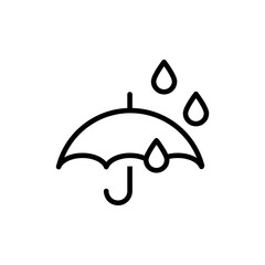 Umbrella and rain line icon. Keep dry liner icon flat illustration on white background..eps