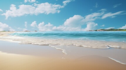 Fototapeta na wymiar A pristine, untouched beach, where the cerulean sea kisses the golden sands.