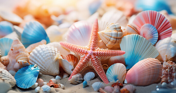 Seashells and coral washed up on the shore