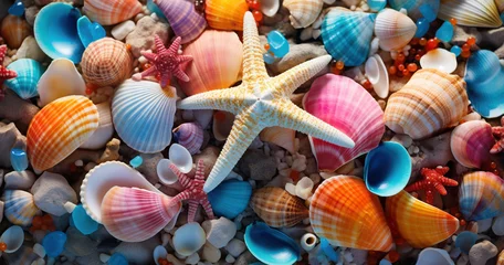 Foto op Aluminium Seashells and coral washed up on the shore © Malika