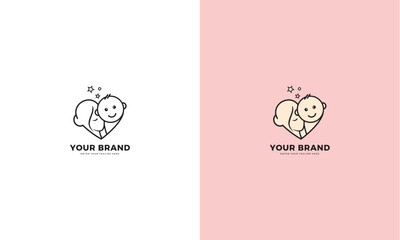 Mother and baby logo, vector graphic design