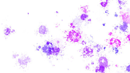 Lilac paint stains with transparent background. Splash background with drops and stains.