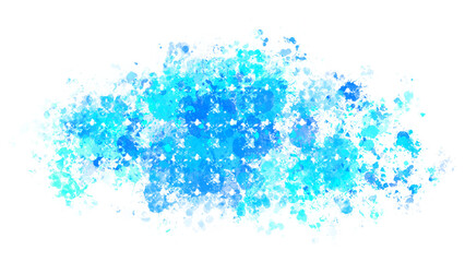 Sky blue paint stains with transparent background. Splash background with drops and stains.
