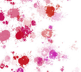 Dark pink paint stains with transparent background. Splash background with drops and stains.
