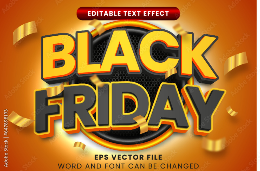 Canvas Prints black friday sale promotion golden and black 3d editable vector text effect