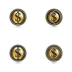 Gold coin with dollar sign illustration. vector dollar coin icon isolated on white background