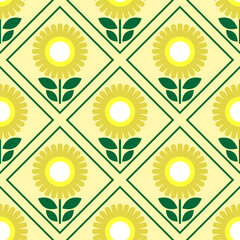 Design Pattern Seamless Background Pop Art Sunflower