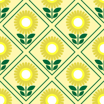 Design Pattern Seamless Background Pop Art Sunflower