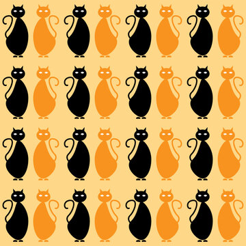 Design Pattern Seamless Background Pop Art Cat Animal