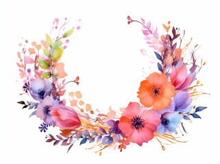Elegant Watercolor Floral Frame Illustration Created with generative AI tools.