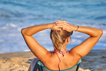 Seaside Serenity: A Latina Woman's Contemplation by the Beach
