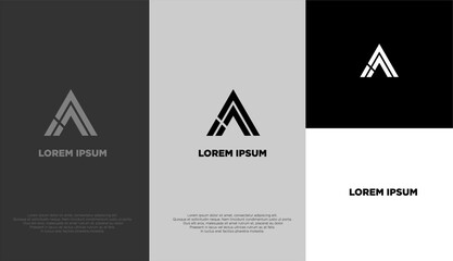 Simple elegant logo of letter A with different background colours