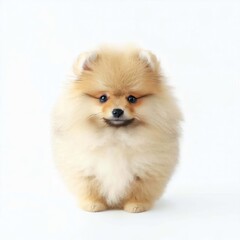 Obraz premium Pomeranian's Stylish Puppy Poses, Generative AI