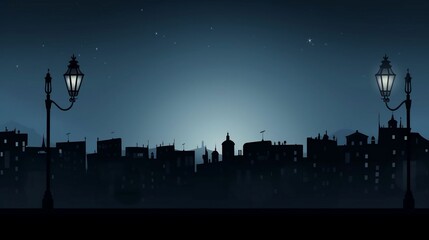 background Silhouette of an old city with streetlights
