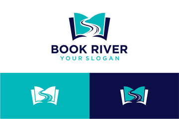 book logo design with river