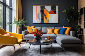 A Cozy Blend of Retro and Modern: Step into the Timeless Charm of a Retro-Modern Living Room Interior