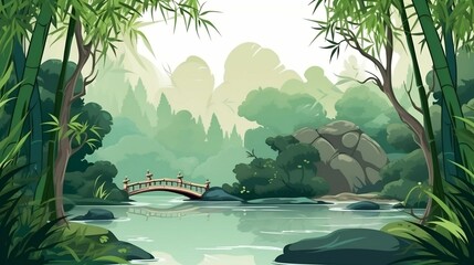background Tranquil Japanese bamboo garden
