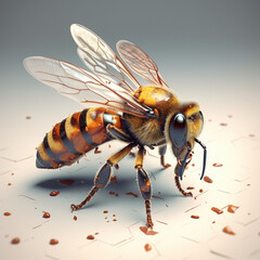 a honey bee 3d isolated - obrazy, fototapety, plakaty