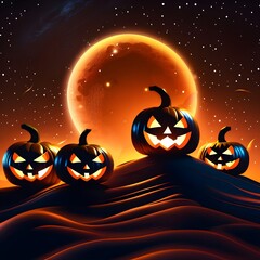 Halloween pumpkins spooky background, Hell - wild forests pumpkin with smoke halloween holiday message, Old big castle creepy in pictures, Backdrop Halloween night illustration, Trick or Treat.