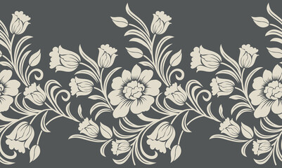 Seamless vector textile floral border design © malkani