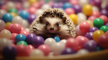 Fototapeta na wymiar hedgehog in a ball bath Generative AI