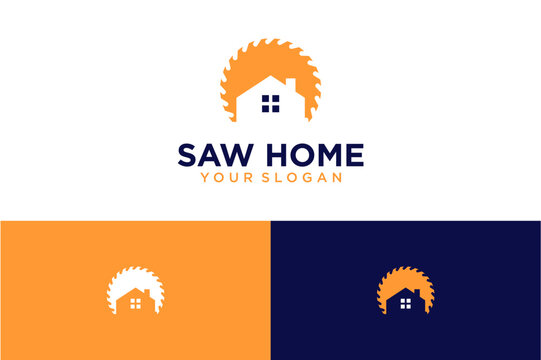 saw logo design with house