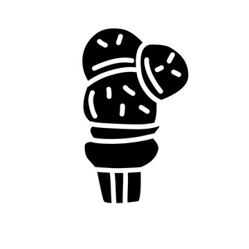 Ice cream cone with one scoop flat icon for apps and websites