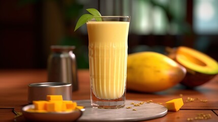 Mango lassi sweet indian beverage Generative AI