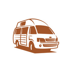 RV recreational vehicle silhouette. Camper van motorhome vector illustration