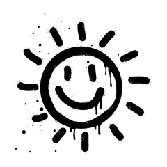 Spray painted graffiti Sunshine icon. sunny day face symbol. isolated on white background. vector illustration © Receh Lancar Jaya