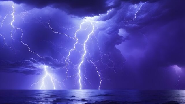 Lightning storm over Black sea