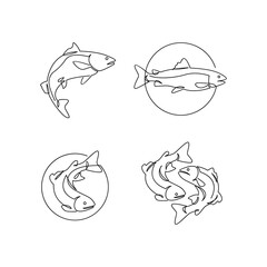 Salmon Fish single continuous illustration template