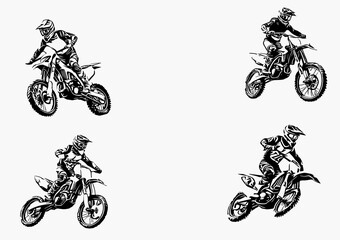 Motocross drivers silhouette. Vector illustration