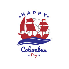 Happy National Columbus Day USA. Vector illustration. Can be used as a greeting poster, invitation card, greeting card, celebration, commemorating national Columbus Day.