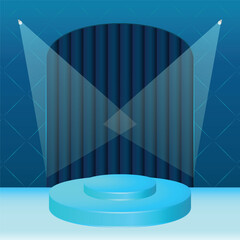 Blue Theme Stage design, Podium, Award Ceremony, Lighting, Illustration 