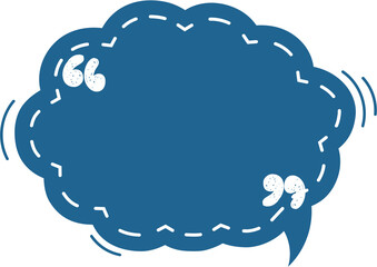 Colorful pastel blue color speech bubble balloon with quotation marks icon sticker memo keyword planner text box banner, flat png transparent element design