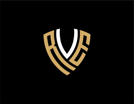 RVE creative letter shield logo design vector icon illustration