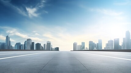 Straight road with buildings in the background