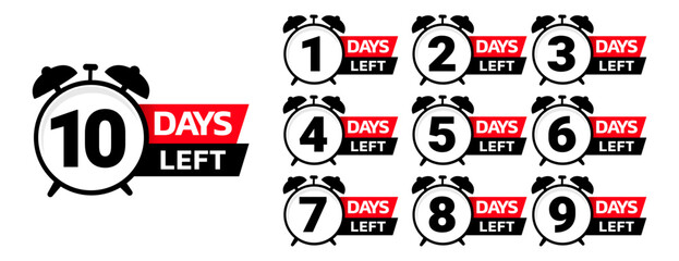 Number of days left to go sign for sale and promotion. Countdown left days.