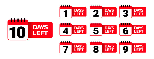 Number of days left to go sign for sale and promotion. Countdown left days.