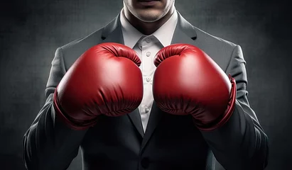Foto op Canvas Businessman wearing boxing gloves © Virtual Art Studio