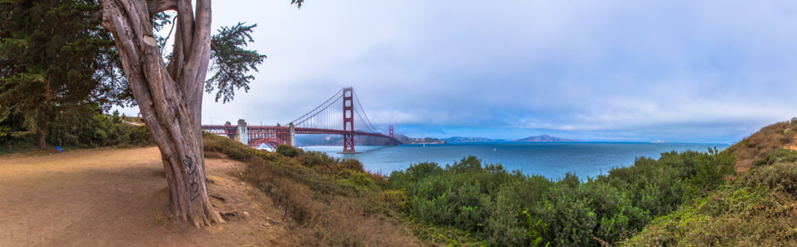 The Golden Gate Bridge in San Francisco CA panorama