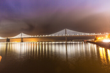 Oakland bay bridge San Francisco CA at night