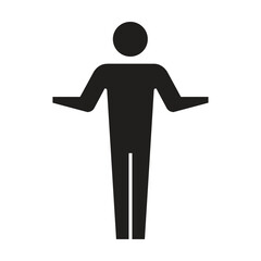Man icon open arms vector male person with raised hands symbol in a glyph pictogram illustration
