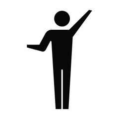 Man icon open arms vector male person with raised hands symbol in a glyph pictogram illustration